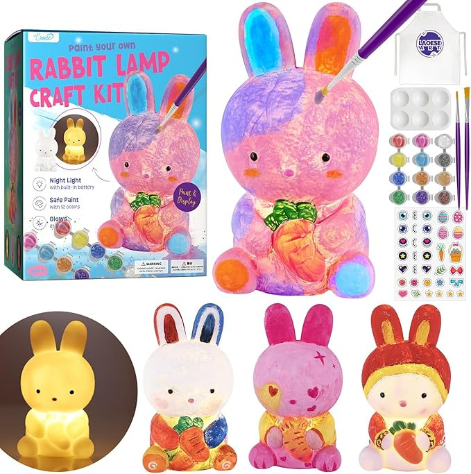 Paint Your Own Bunny Lamp Kit, Art Supplies Painting Kits for Kids, Arts and Crafts for Kids Ages... | Amazon (US)