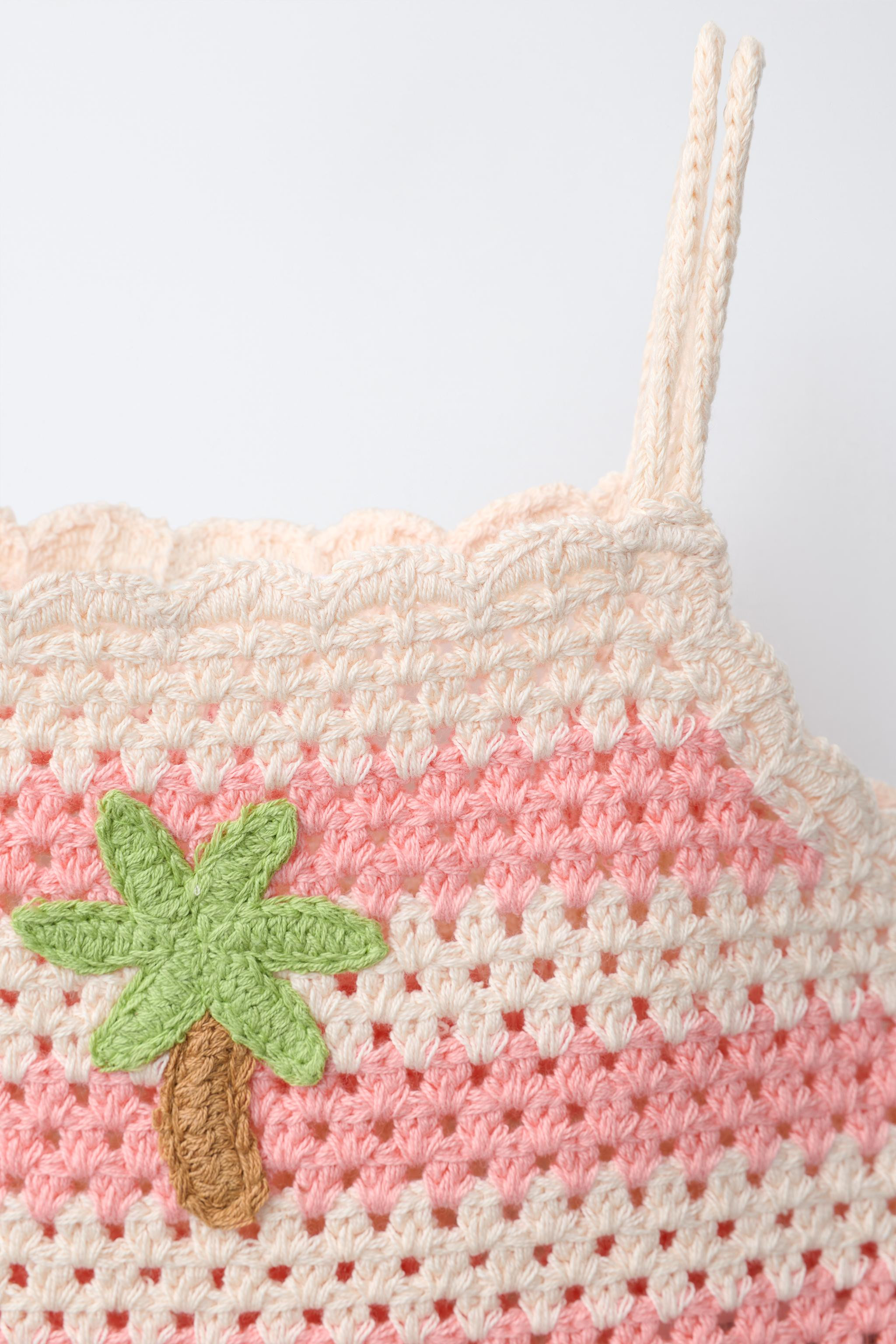 STRIPED CROCHET KNIT TOP | Zara US