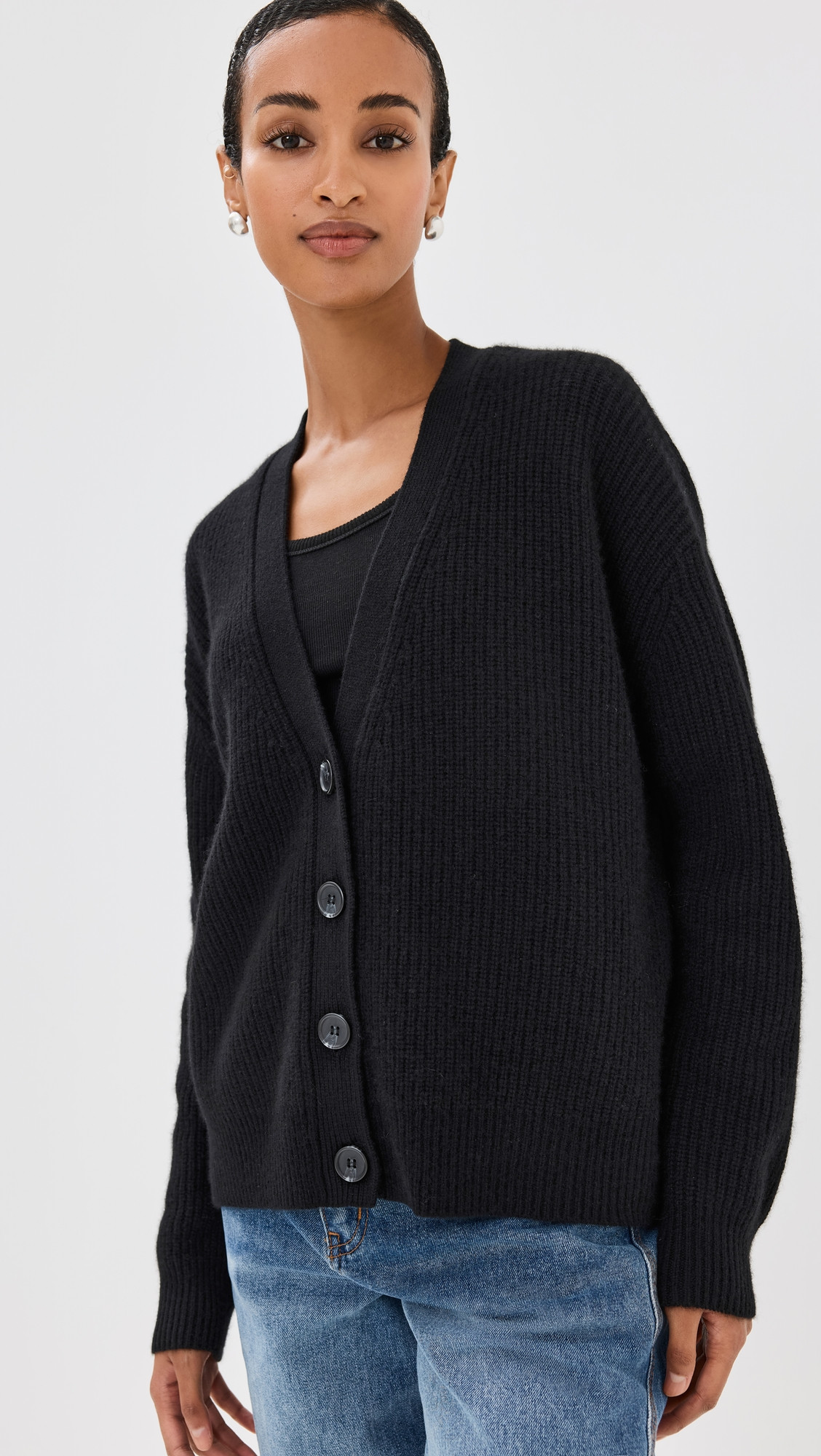 Jenni Kayne Cropped Cashmere Cocoon Cardigan Black XL | Shopbop