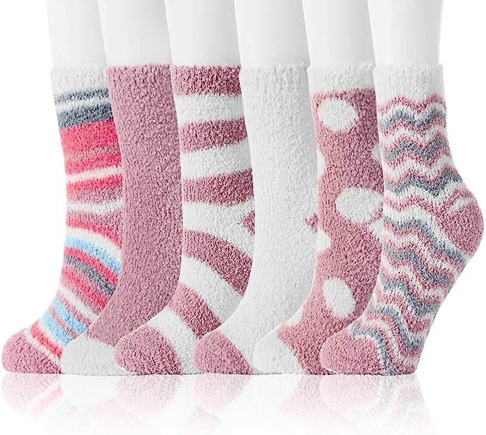JaosWish Fuzzy Socks for Women Winter Warm Soft Fluffy Socks for Home Sleeping Indoor Thick Cozy ... | Amazon (US)