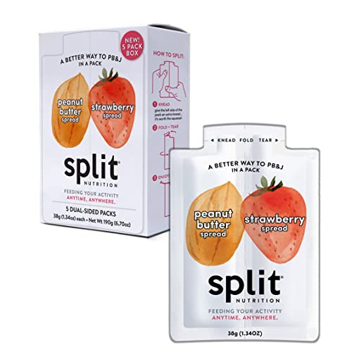 Split Nutrition Peanut Butter and Strawberry Jelly Squeeze Packs - Non-GMO, Gluten Free Snack Pouch - On The Go Snack Made with Real Food - Zero Artificial Preservatives or Sweeteners (5 Pack) | Amazon (US)