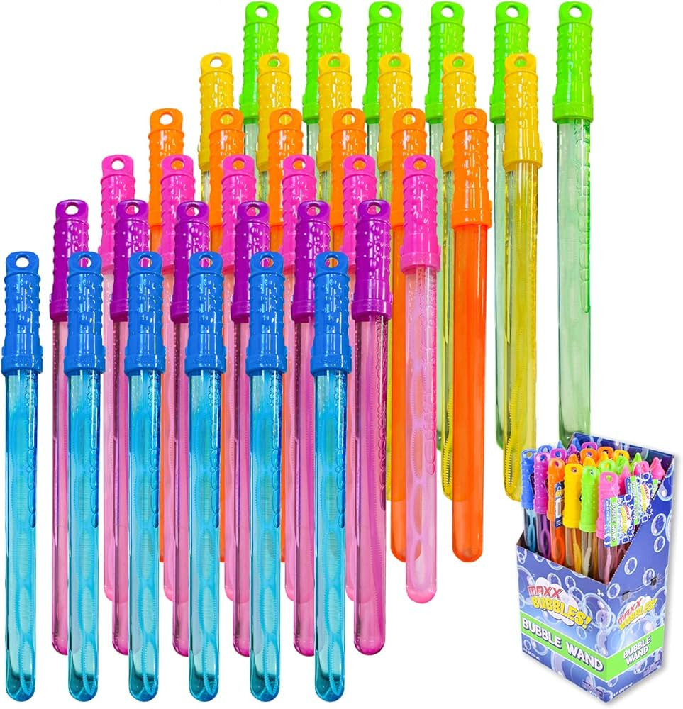 Maxx Bubbles 24 Pack 14.6" Big Bubble Wands for Summer Toy, Outdoor/Indoor Activity Use, Party Fa... | Amazon (US)