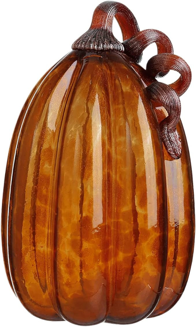 Diamond Star Hand-Blown Glass Pumpkin (Brown, H 9.5" X D 6") | Amazon (US)