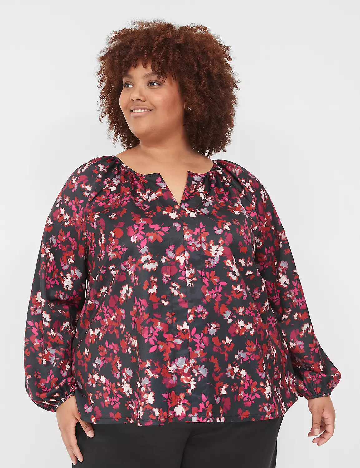 Swing Split-Neck Knit & Woven Top | LaneBryant | Lane Bryant (US)