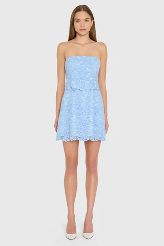 Amanda Uprichard Fae Dress in Lace in Baby Blue - Size L | Amanda Uprichard