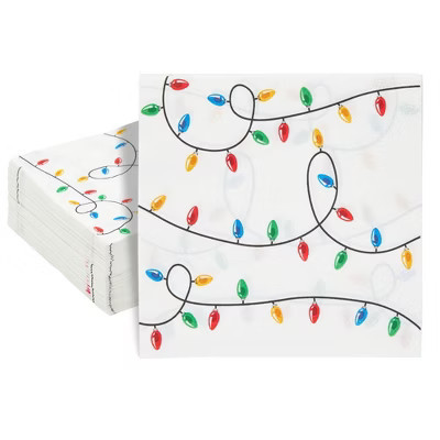 Juvale 100 Pack Christmas Paper Napkins, Christmas Lights Holiday Party Supplies, 6.5 x 6.5 Inches Christmas Cocktail Napkins | Target