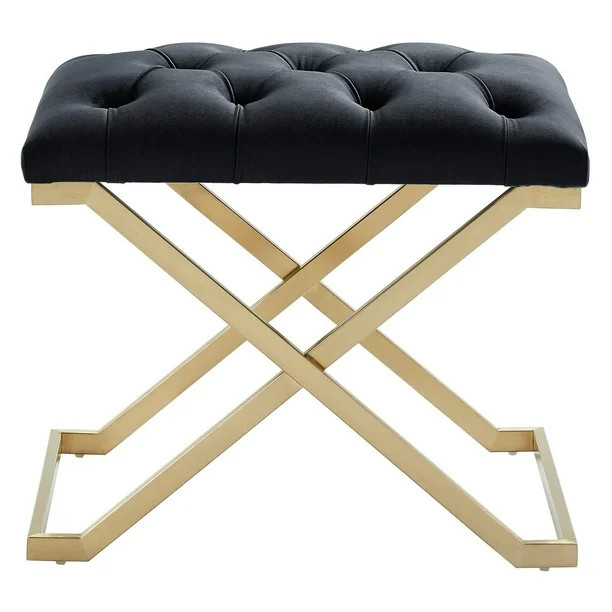 Contemporary Velvet & Stainless Steel Bench | Walmart (US)