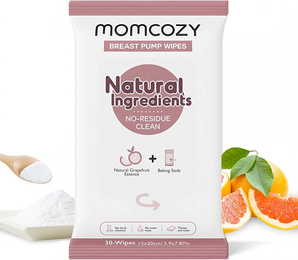 Momcozy Natural Breast Pump Wipes for Pump Parts Cleaning On-the-go, 30 Count, Flash Clean & Rese... | Amazon (US)