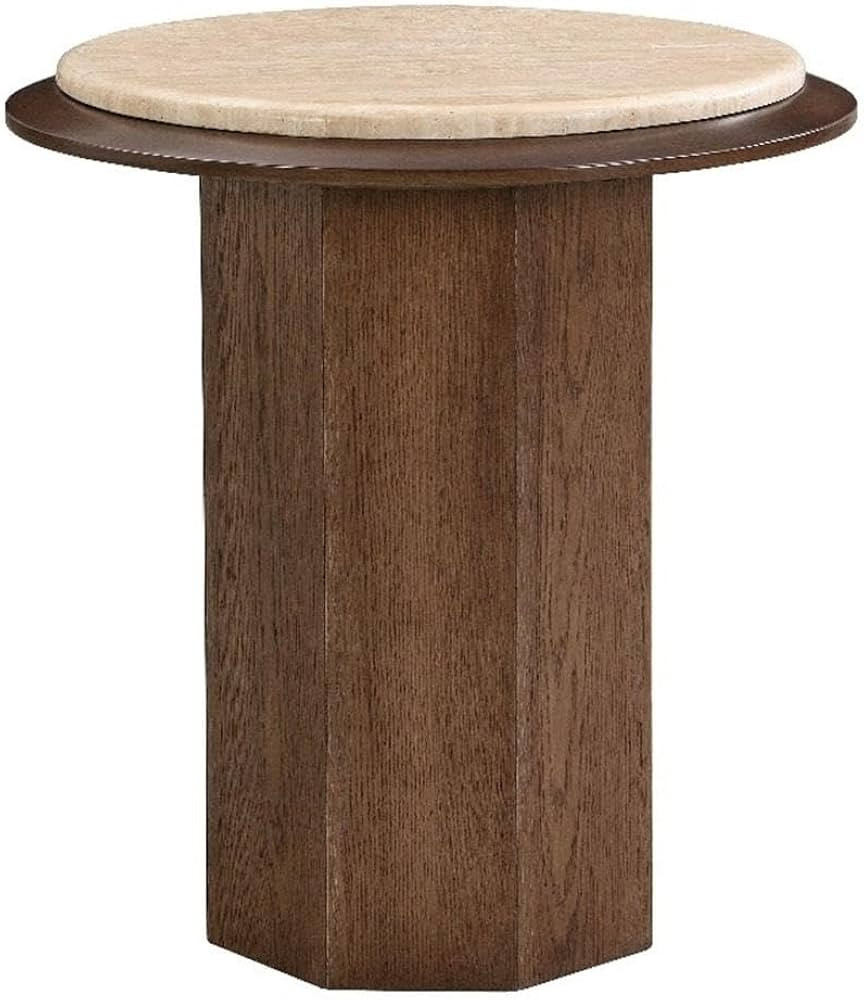 Acme Kasha End Table in Travertine Top & Walnut | Amazon (US)