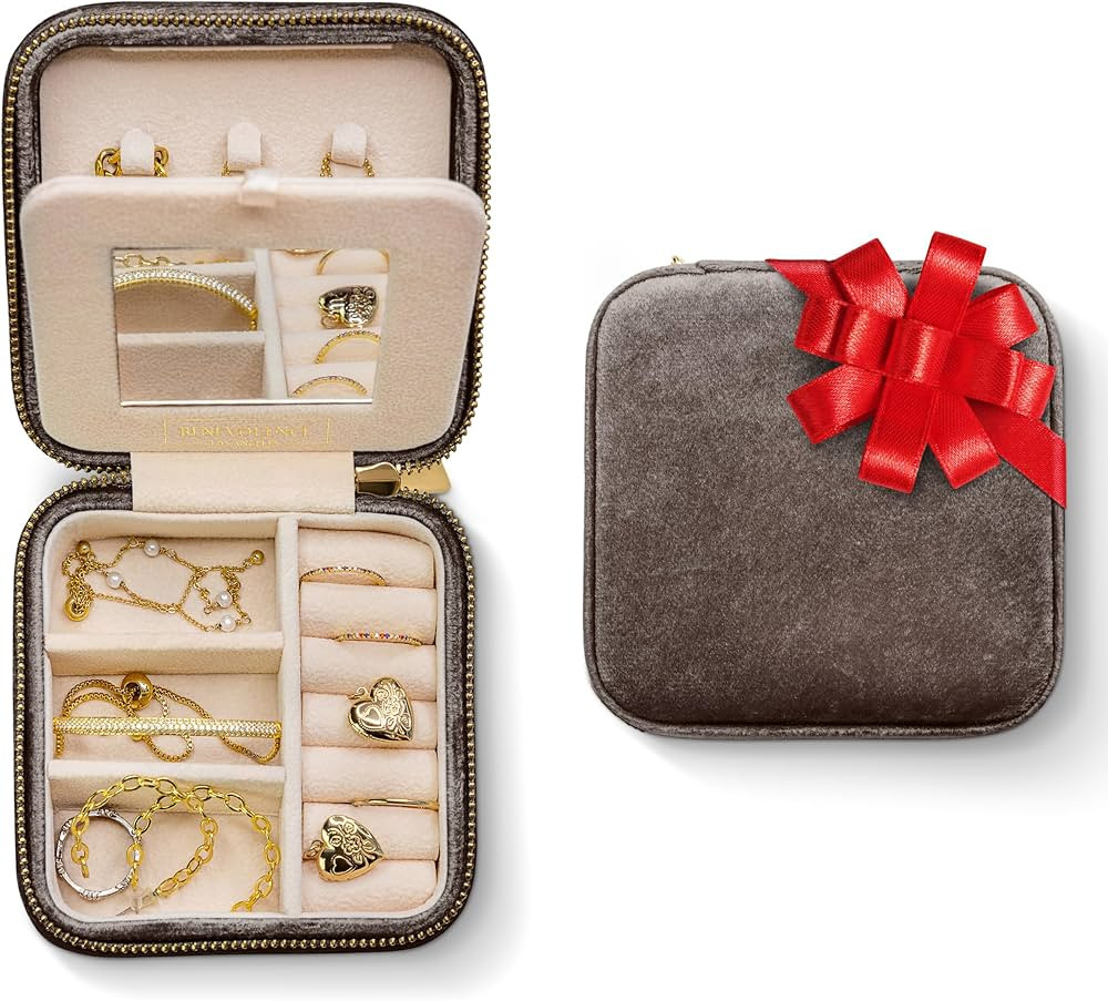 Benevolence LA Travel Jewelry Organizer, Mocha Brown Velvet Jewelry Case for Women, Jewelry Trave... | Amazon (US)