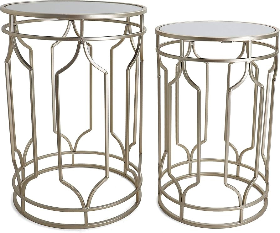 Rutledge & King Round End Table Set - Gold End Tables with Mirrored Tops - Nesting Round Accent T... | Amazon (US)