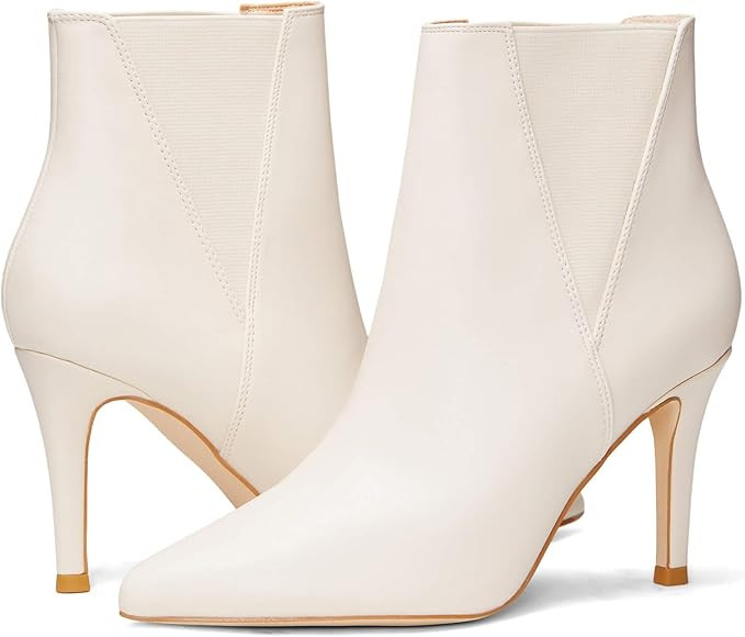 Coutgo Women's Pointed Toe Ankle Boots Elastic Chelsea Stiletto Heel Booties Slip On Dress Sexy S... | Amazon (US)