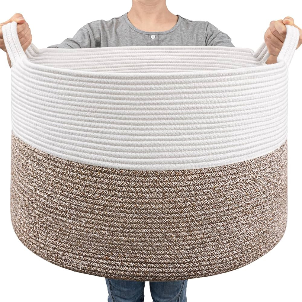 Goodpick Large Woven Basket for Storage, 83L Blanket Rope Basket Living Room, Big laundry basket ... | Amazon (US)