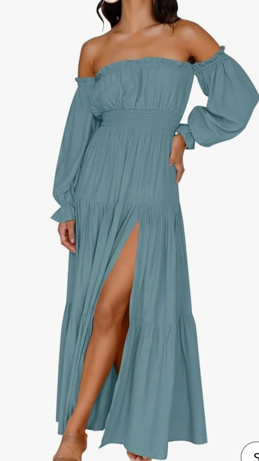 Women's Boho Off Shoulder Long Sleeve Smocked High Waist Side Split Flowy Tiered Maxi Dress

#springoutfits
#easterdress
#springdress
#springfashion
#boho
#weddingguestdress

#LTKFindsUnder50 #LTKSeasonal #LTKSaleAlert