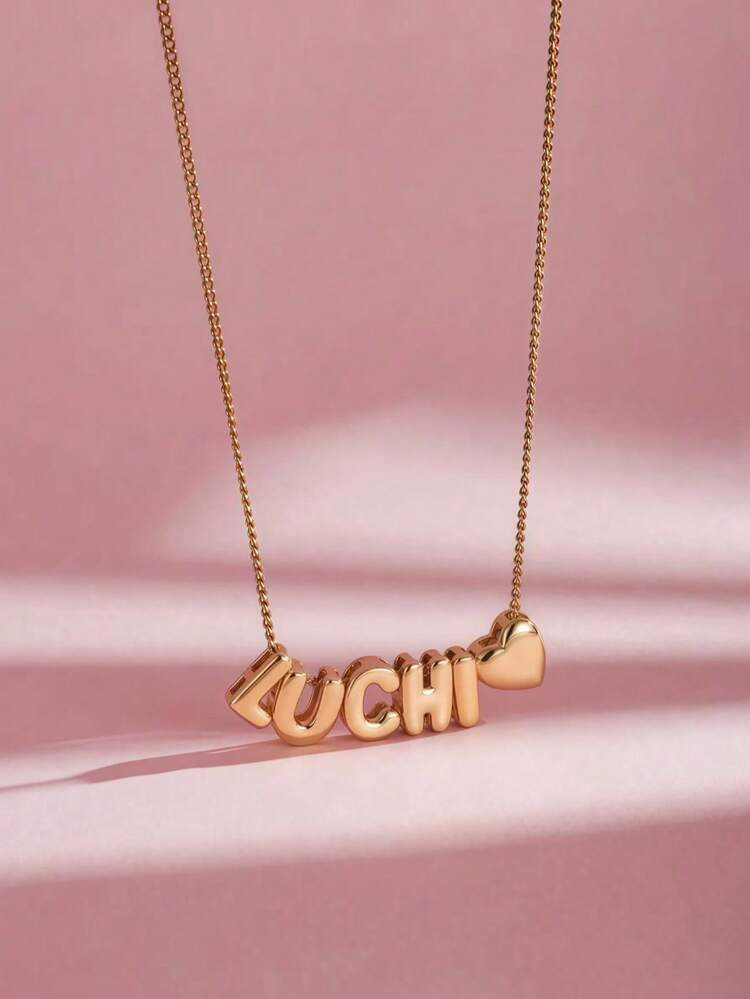 1pc 3D Bubble Name Necklace, Bubble Initial Charm Personalized Jewelry Custom Nameplate Necklace, Initial Bubble Round Necklace - Customized Gift For Friends, Couples And Family, Unique Custom Name Necklace Design, Suitable For Weddings, Valentine's Day, Mother's Day, Gold, Stylish, Colorful, Ideal Gifts For Him, Ideal Gifts For Her, Her, Boyfriend, Girlfriend, Dad, Mom, Family, Friends, For Anniversaries, For Birthdays, For Graduation, For Prom, For Party, Jewelry Women, Elegant Outfit | SHEIN