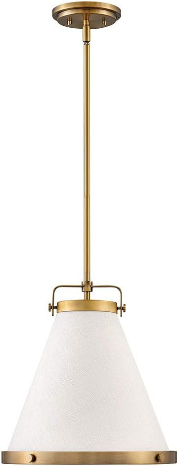 Hinkley Lark Collection One Light Small Pendant, Lacquered Brass w/Off-White Textured Shade | Amazon (US)
