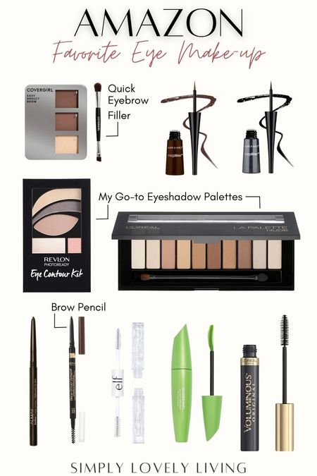 Amazon Makeup Bag. Favorite eye makeup. Eyeshadow palette. Eye liner. Liquid eyeliner. Mascara. Eyebrow filler. #LTKfind

#LTKbeauty #LTKfindsunder50