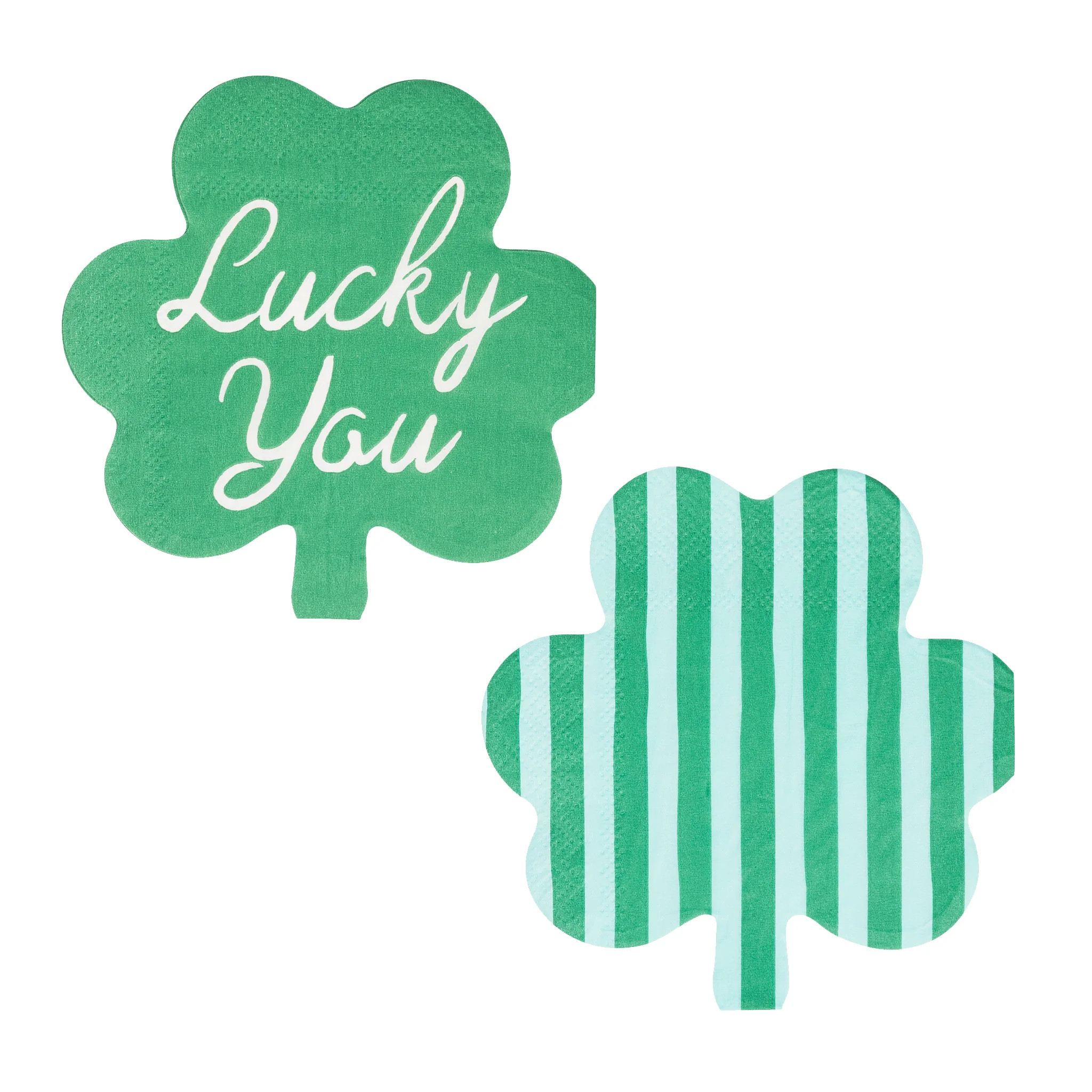 Shamrock Shaped Lucky You and Striped Cocktail Napkin Set | My Mind's Eye