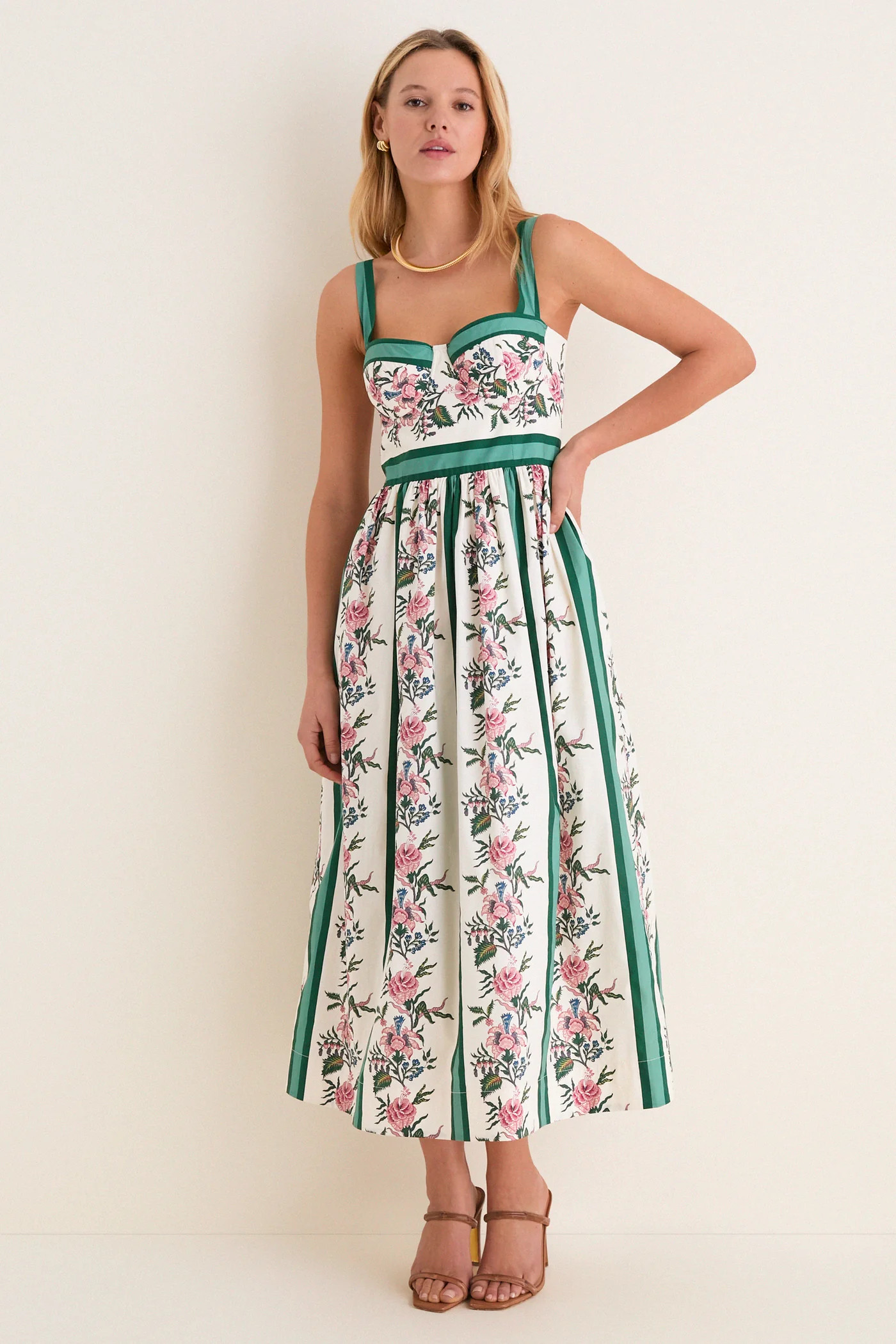 Belle Bouquet Stripe Cotton Maria Dress | Tuckernuck (US)