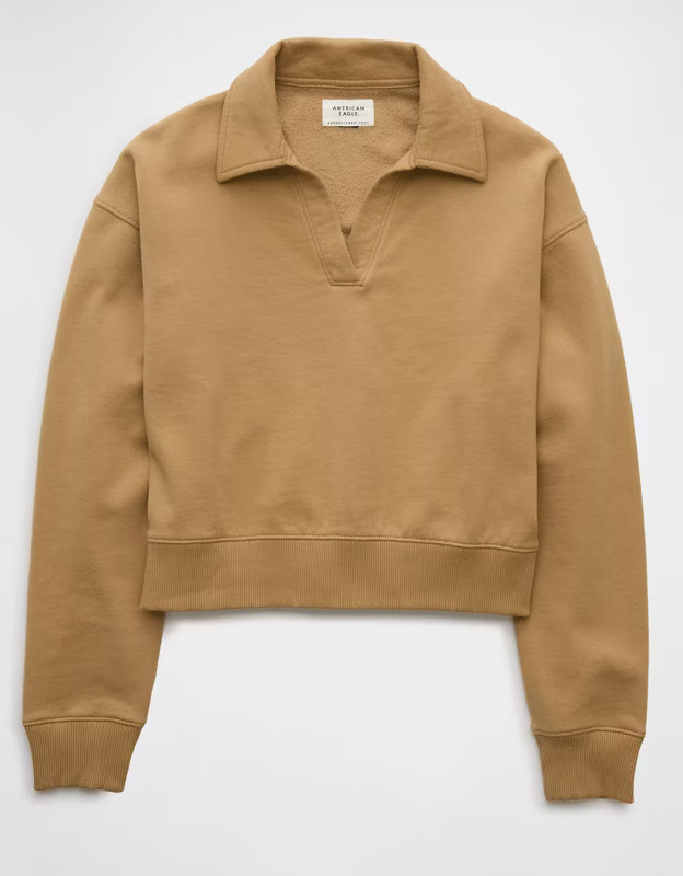 AE Cropped Polo Sweatshirt | American Eagle Outfitters (US & CA)