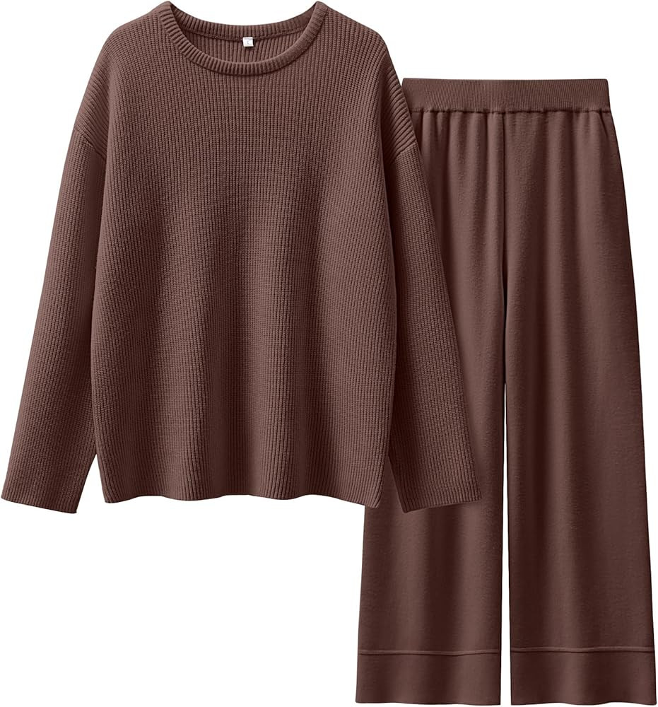 ANRABESS Womens Two Piece Outfits Sweater Lounge Sets Pullover Wide Leg Matching Sets Casual Loos... | Amazon (US)