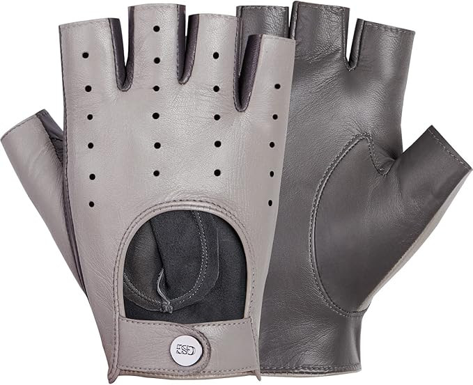 GSG Women's Fingerless Leather Gloves Punk Driving Motorcycle Gloves Unlined Half Finger Contrast... | Amazon (US)