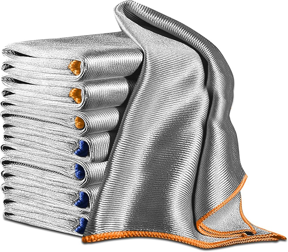 Streak Free Miracle Cleaning Cloth Easy Clean Pack of 8-12" x 16" Microfiber Dish Cloths Glass Po... | Amazon (US)