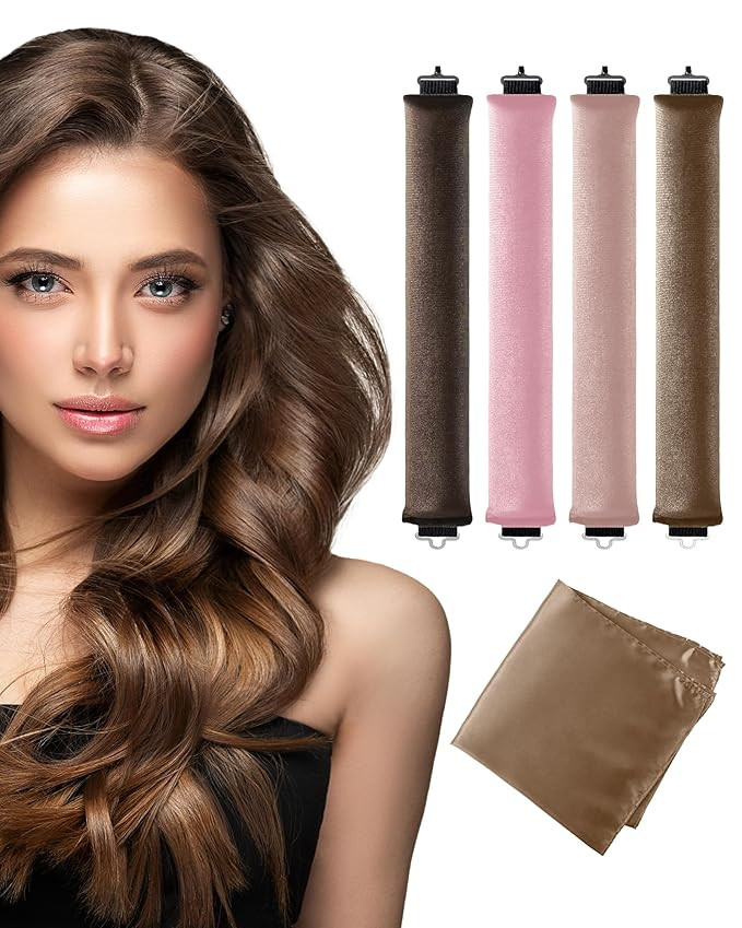 Overnight Blowout Rods Heatless Curls - 4 Pcs Hair Curlers to Sleep In, Velvet Hair Rollers with ... | Amazon (US)