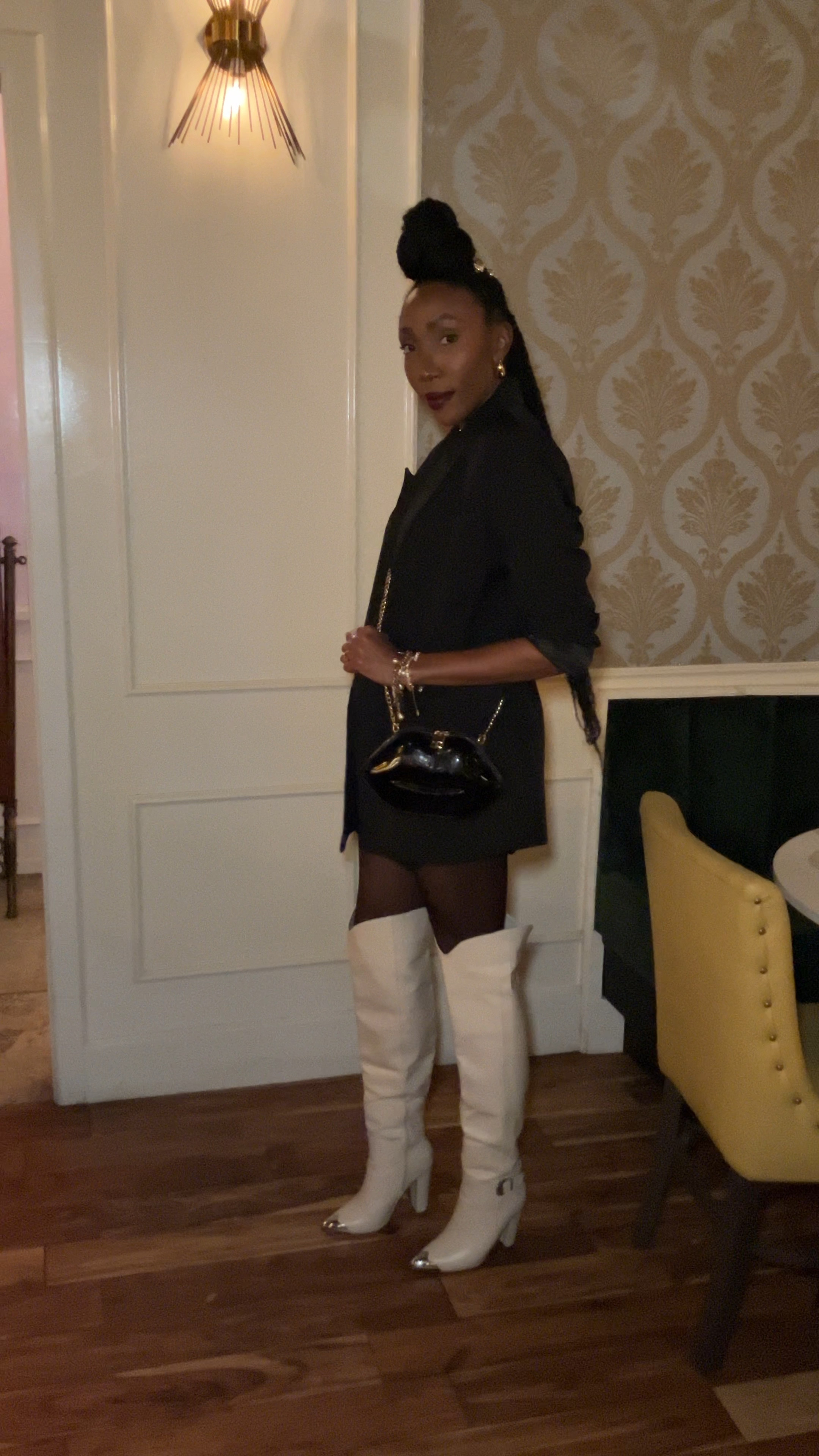 Little black dress, oversized black blazer and white over the knee boots. Here are some items to recreate the look 👇 🤗

#LTKstyletip #LTKVideo