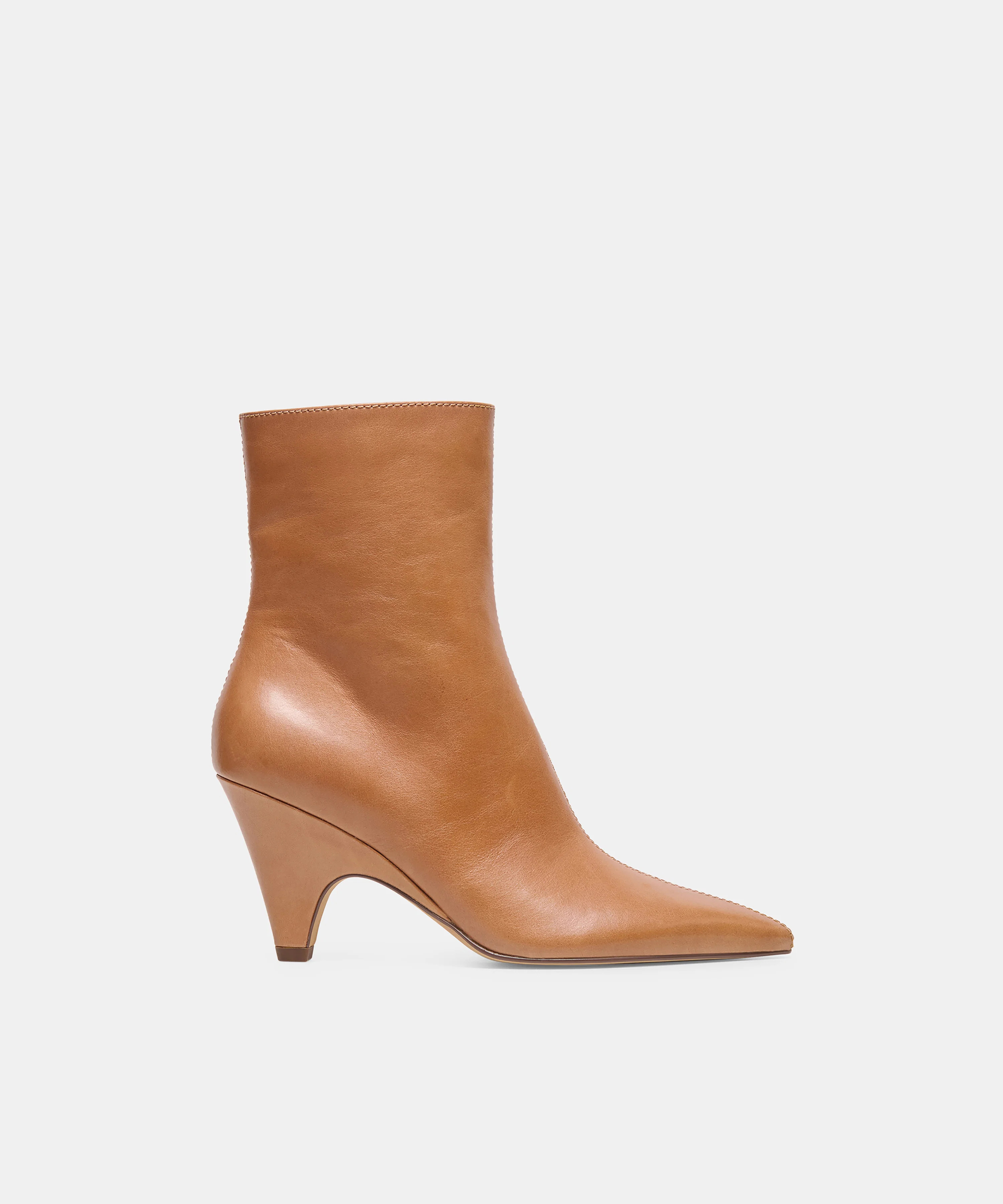 CRUZ Tan Leather Sculptural Heeled Booties | Dolce Vita | DolceVita.com