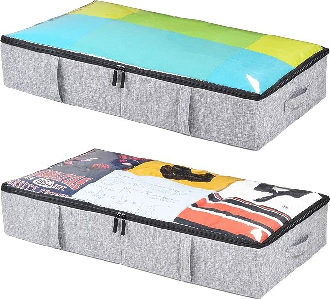 storageLAB Underbed Storage Containers, Under Bed Storage for Clothes, Blankets and Shoes, Woven ... | Amazon (US)