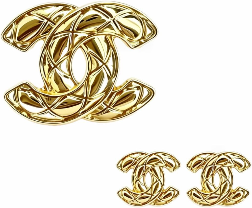 Gold Tone Crystal Brooch and Earrings Set Elegant Jewelry Set for Women | Amazon (US)