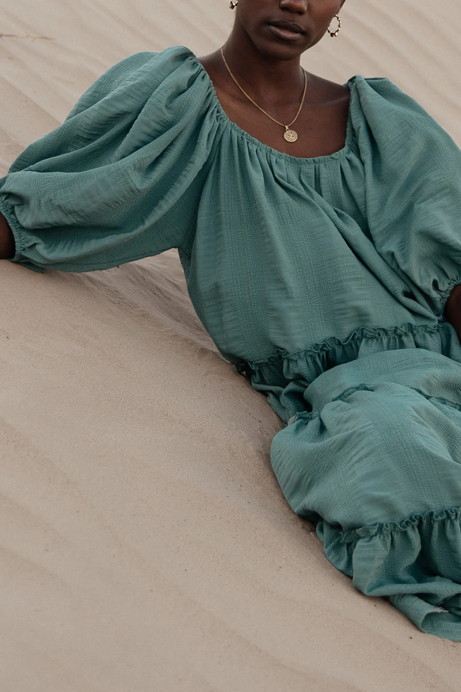 Corinne Tiered Maxi Dress in Blue | Böhme US