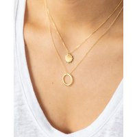 Gold Coin Necklace, 18K Sterling Silver Necklace, Moon and Sun, Layering Necklace | Etsy (US)