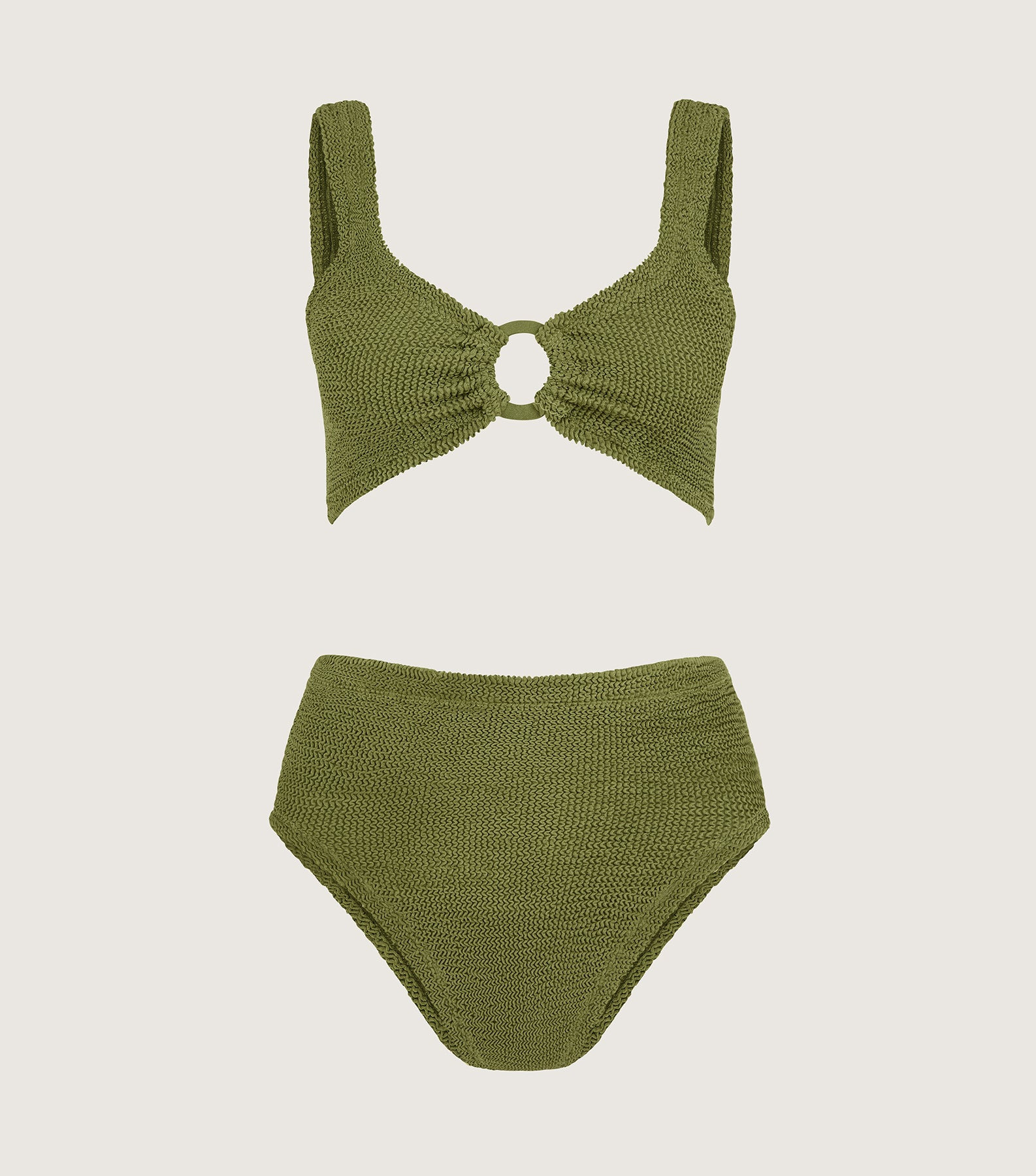 Nadine Bikini With Tonal Hoops - Metallic Moss | HUNZA G