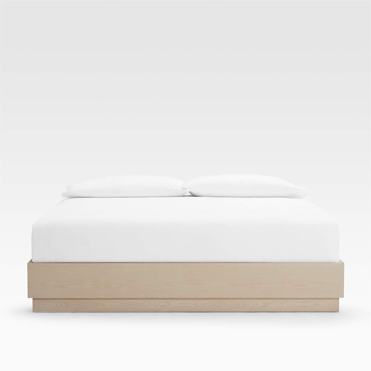 Batten Brown Oak King Plinth-Base Bed + Reviews | Crate & Barrel | Crate & Barrel