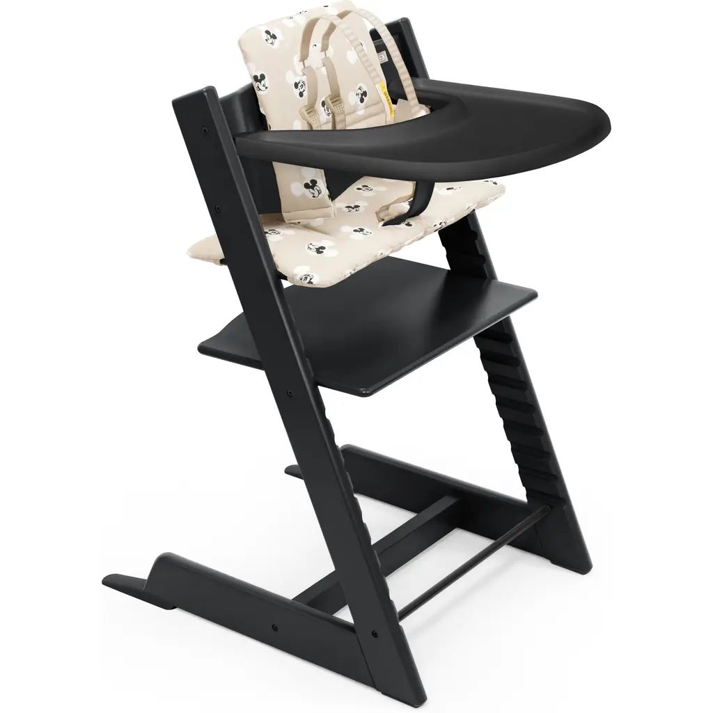 Stokke Tripp Trapp® Highchair, Baby Set, Cushion & Tray Set in Black/Mickey Cushion at Nordstrom | Nordstrom