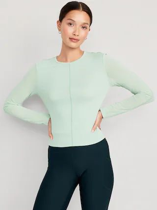 UltraLite Mesh-Sleeve Cropped Top for Women | Old Navy (US)