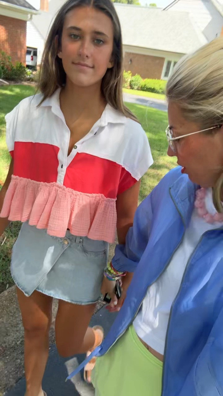 OOTD….Spanx for me and how cute is MC’s new skirt?!? 
I’m in xs tee & jacket, small skort and 8 sneaker. 

*code Catherine20 at Allie + Bess￼

#LTKdayinmylife #LTKootd #LTKmomlife