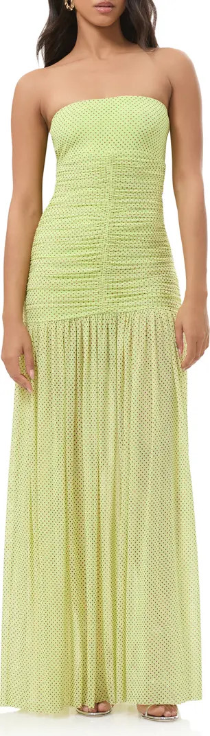 Denise Polka Dot Ruched Strapless Maxi Dress | Nordstrom