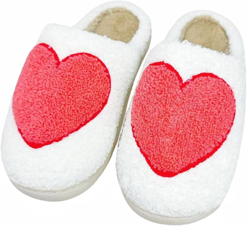 DCLTD Smile Face Slipper Women Slide Kids Fuzzy Slides with Soft Memory Foam Comfort Cotton Slip ... | Amazon (US)