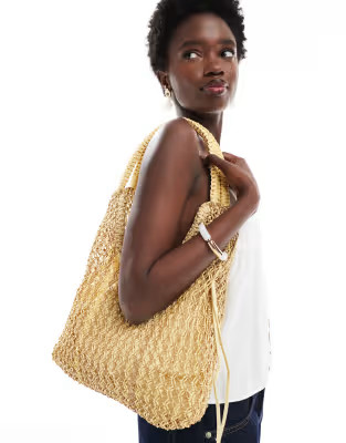 Pull&Bear rattan shoulder bag in yellow | ASOS | ASOS (Global)