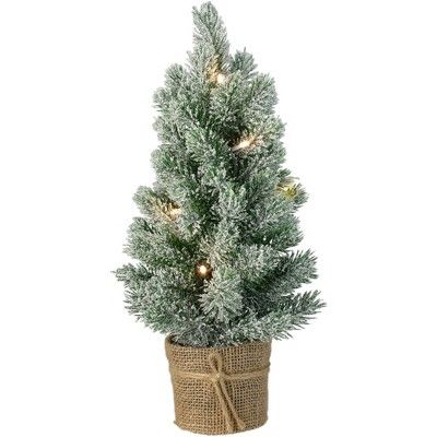 Northlight 17-Inch Mini Artificial Tabletop LED Flocked Christmas Tree with Burlap Base- Clear Light | Target