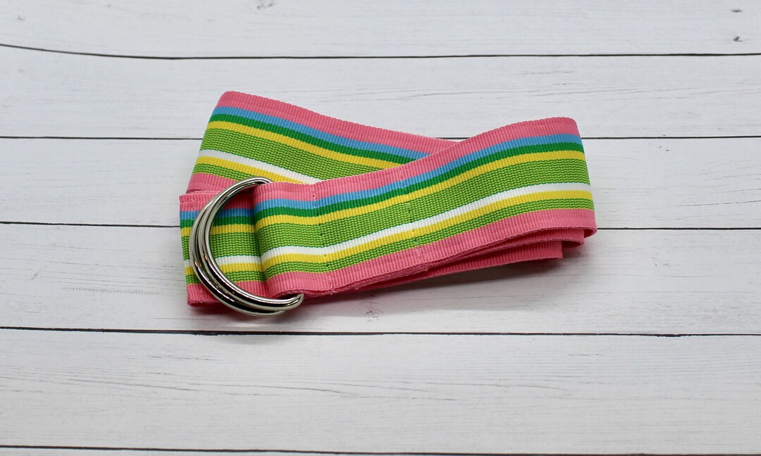 Women's Pink, Green, Yellow and Blue Striped Ribbon Belt, Spring and Summer Belt, Gold or Silver ... | Etsy (US)