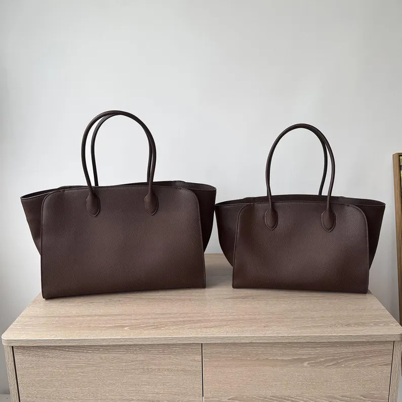 Large Leather  Handbag, Genuine Leather Tote  Bag, Minimal Design Top Handle Bag | Etsy (US)