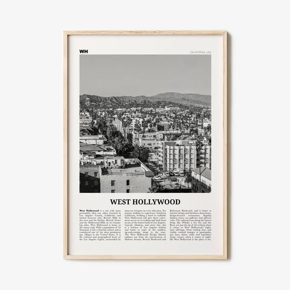 West Hollywood Print Black and White, West Hollywood Art, West Hollywood Poster, Los Angeles, Cal... | Etsy (US)