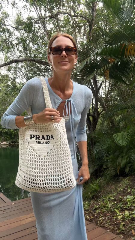 Outfits from Mexico… got this Prada tote bag just for the trip from Shopbop and wore a ton of blues and greens… 