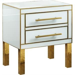 Meridian Furniture Gigi White Glass and Gold Side Table | Cymax