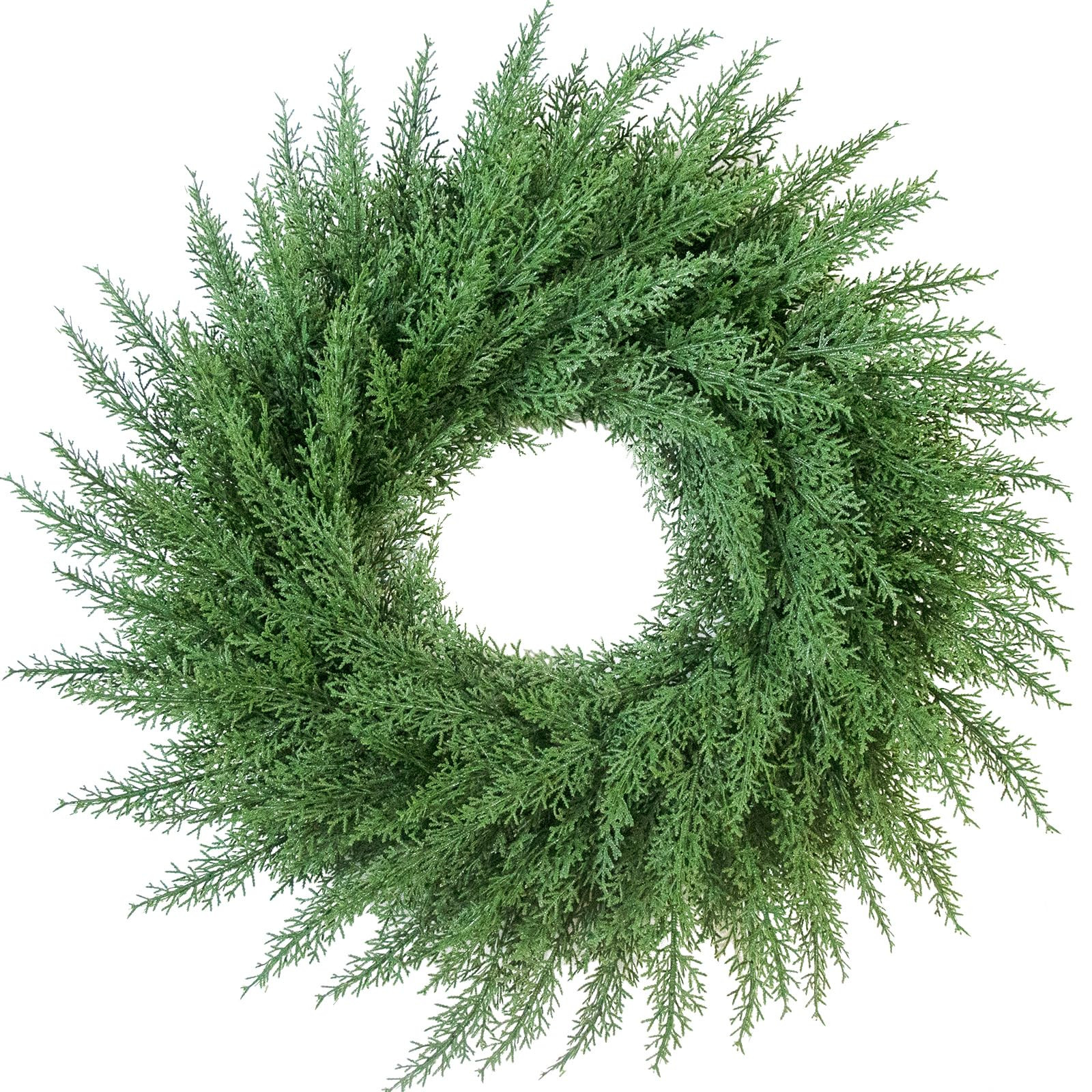 24 Inch Christmas Cedar Cypress Wreath – Artificial Greenery Wreath for Front Door, Farmhouse H... | Amazon (US)