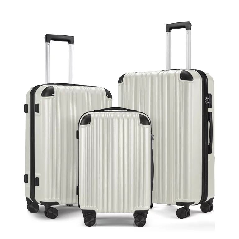 3-Piece Expandable Luggage Sets, ABS Spinner Suitcase Set with TSA Lock , White | Walmart (US)